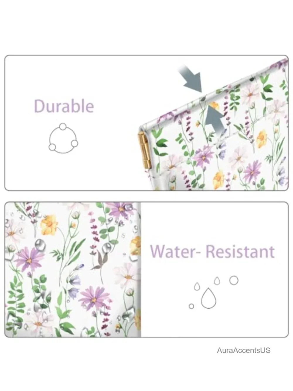Squeeze Coin Purse Pouch Mini Wallet Synthetic Leather Floral Framed